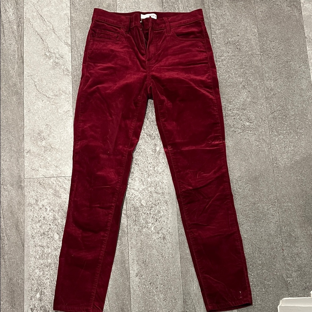LOFT red suede high waisted skinny pants